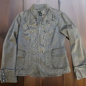 Calvin Klein Women’s Utility Military Jacket Structured Cotton Double Breasted